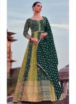 Georgette Green Wedding Wear Embroidery Work Readymade Gown With Dupatta